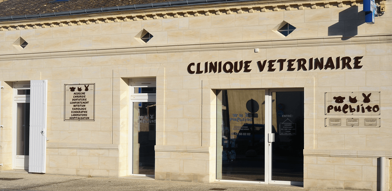 Façade en pierre de la clinique vétérinaire pueblito